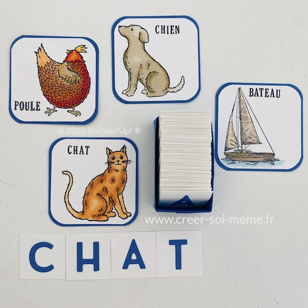 jeu imagier avec lettres et tampons fait main avec les enfants Stampin'Up créer soi même