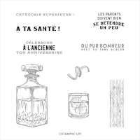 152988 Catégorie supérieure tampon a la tienne bouteille whisky glaçon verre trinquer homme masculin bar