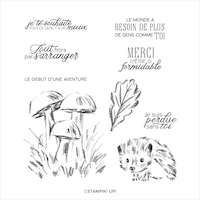 153258 Promenade boisée tampon hérisson champignon foret nature automne herbe stampin up