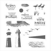 143462 Marée montante  tampon stampin up mer phare plage nature oiseau 