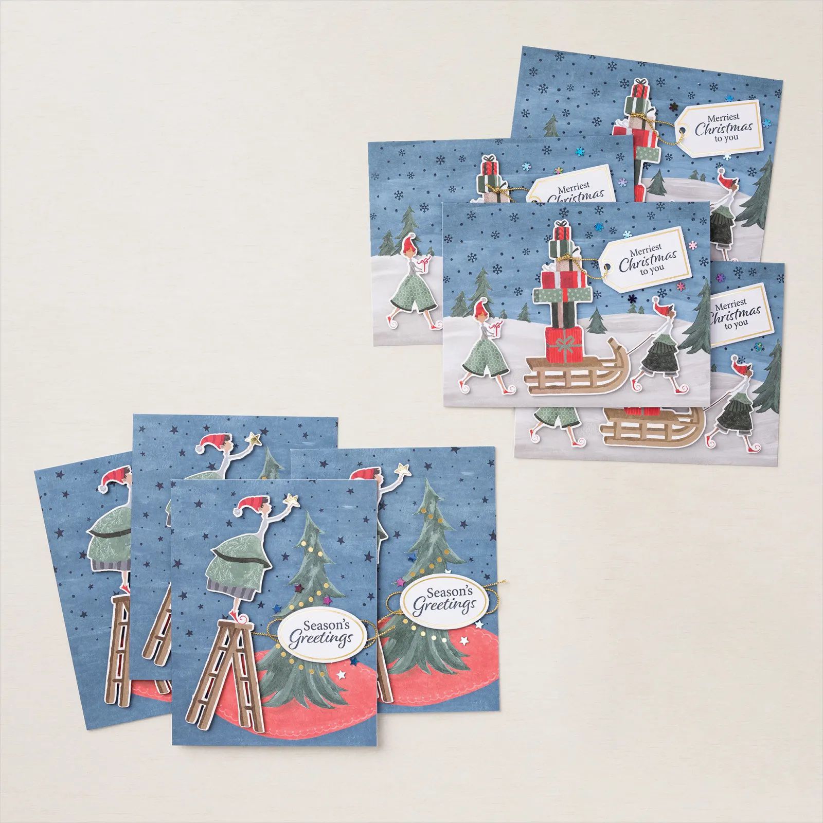 Fantaisie de Noël est un adorable kit de cartes festives au look moderne 158167 stampin up commander acheter