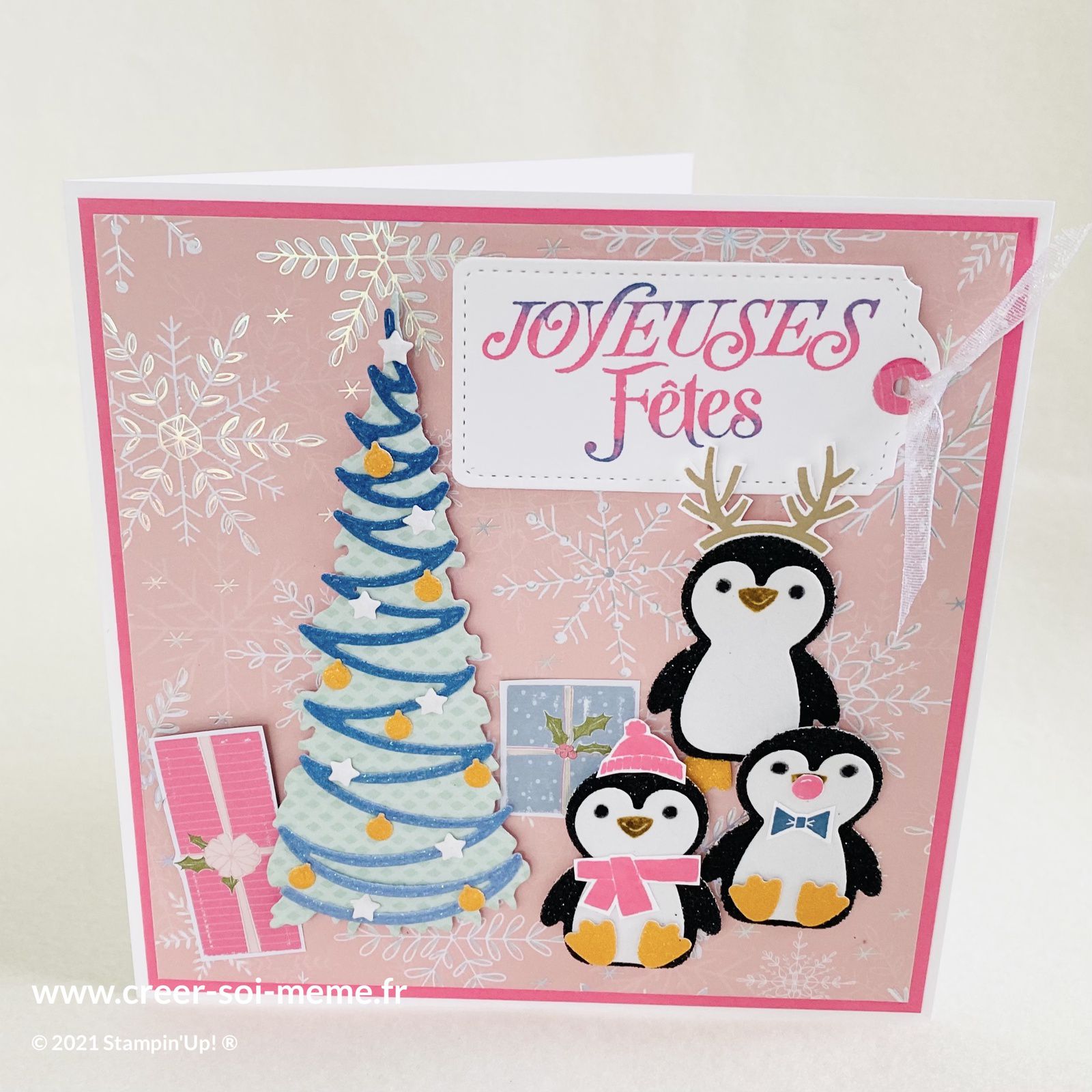 place aux pingouins stampin up sapin de noel joyeuses fêtes cadeaux carte carterie france fourniture sonia créer soi même 
