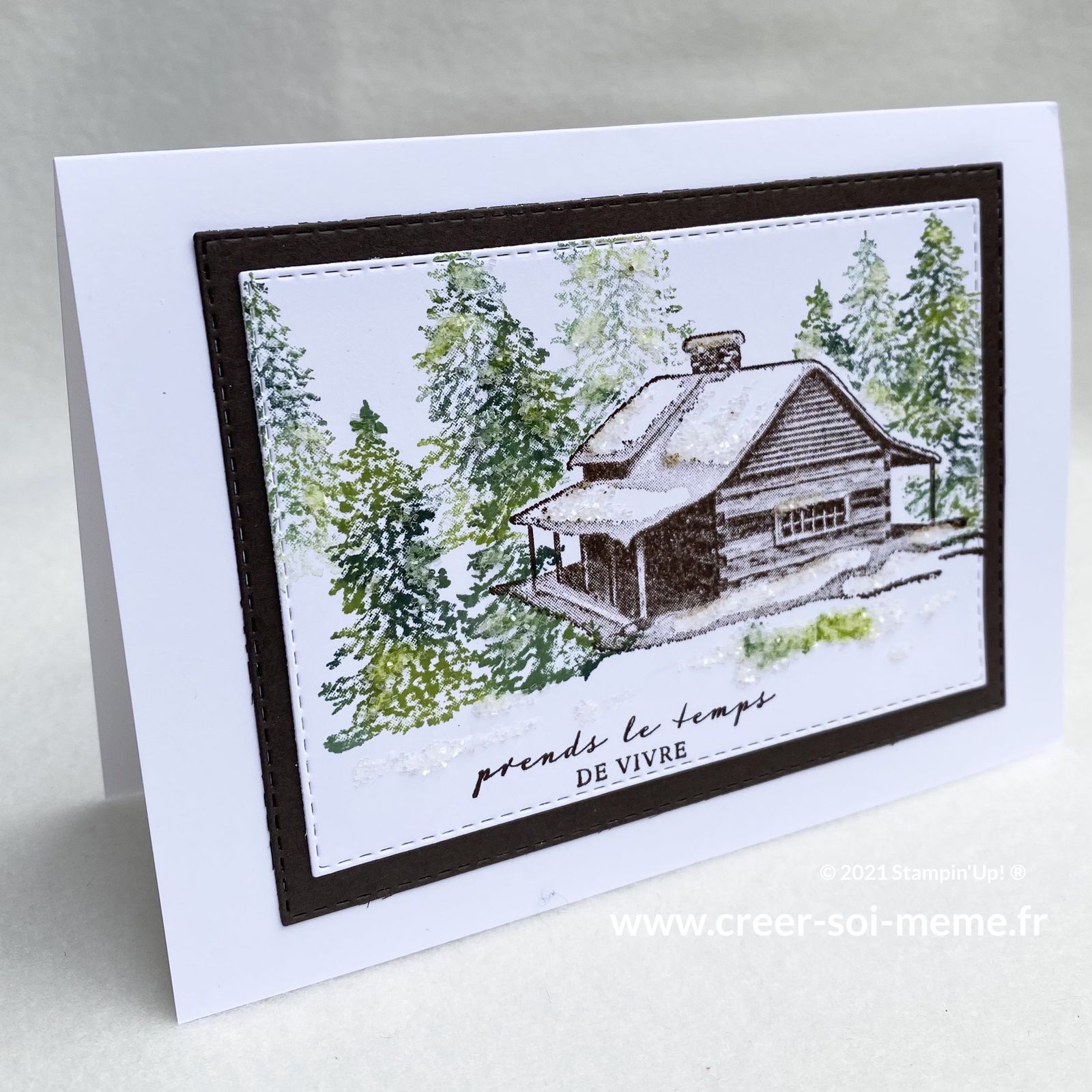 paisible refuge stampin up chalet sapin foret loisirs créatifs carterie diy founiture magasin