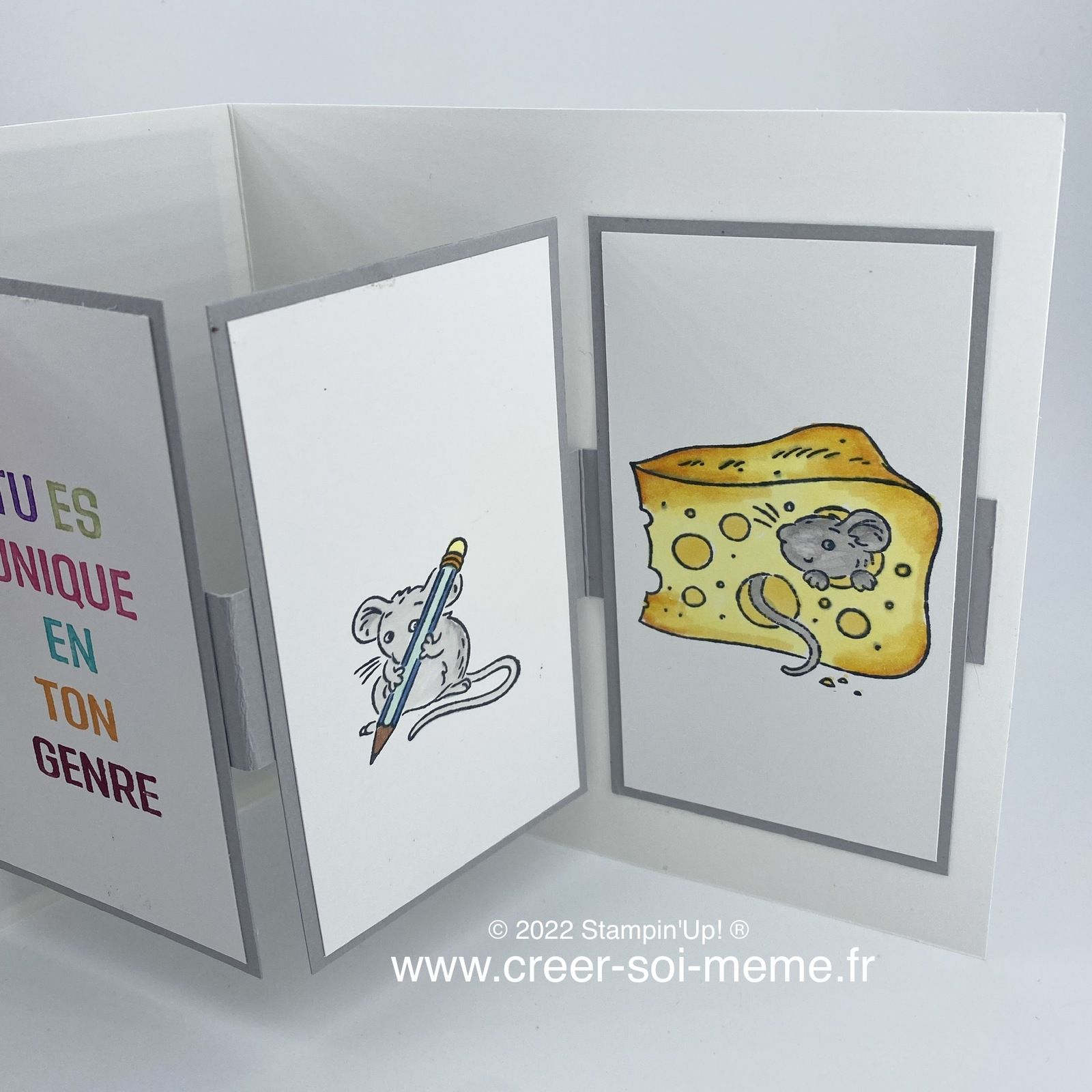 souris dans fromage message carte enfants fait mains humour stampinup creersoimeme