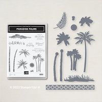 157719 lot Paradise Palms palmiers tampons decodes poinçon die stampin up carterie ile